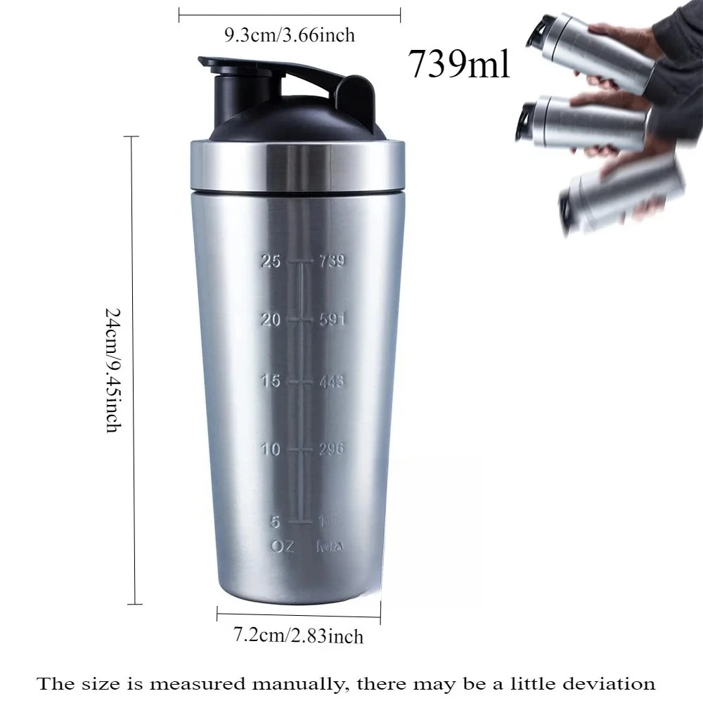 700ml Premium Protein Shake Bottle with Metal Stainless Steel Ball Large Capacity Sports Water Bottle for Protein Shakes