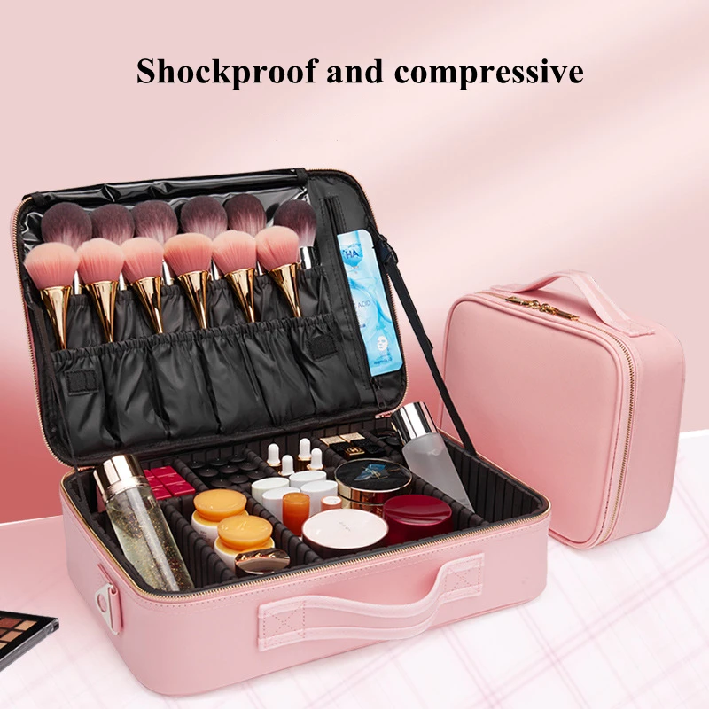 Kit di truccatori in pelle sintetica borsa cosmetica da viaggio per donna portatile Cosmet Beauty Case Nail Tool valigie Organizer rossetto