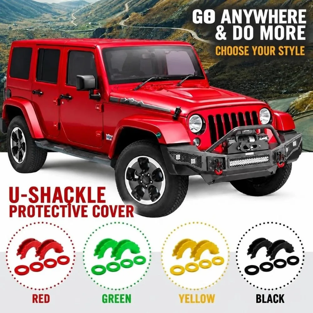 Protective Sleeve D Ring Shackle Heavy Duty U Shape Winch Hook Bumper Fit Steel Build Offroad Shackle Bumper Upgrade