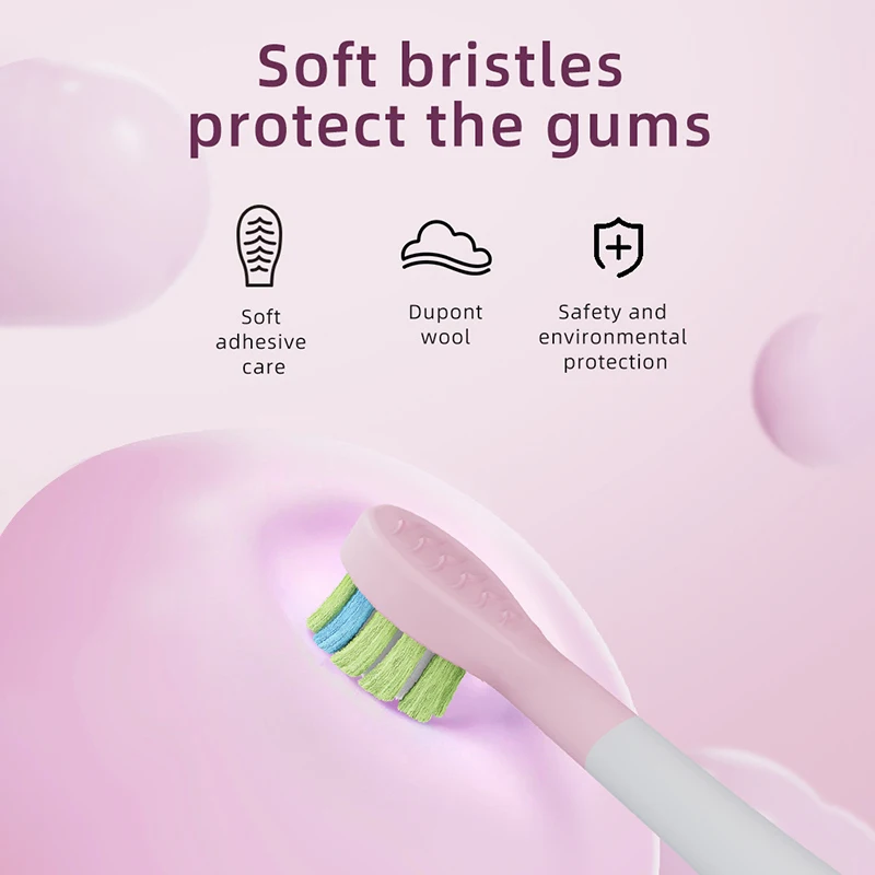 부드러운 강모 전동 칫솔, 부드러운 치아, 스마트 타이머, USB 충전식, 4 개의 추가 교체 헤드 포함