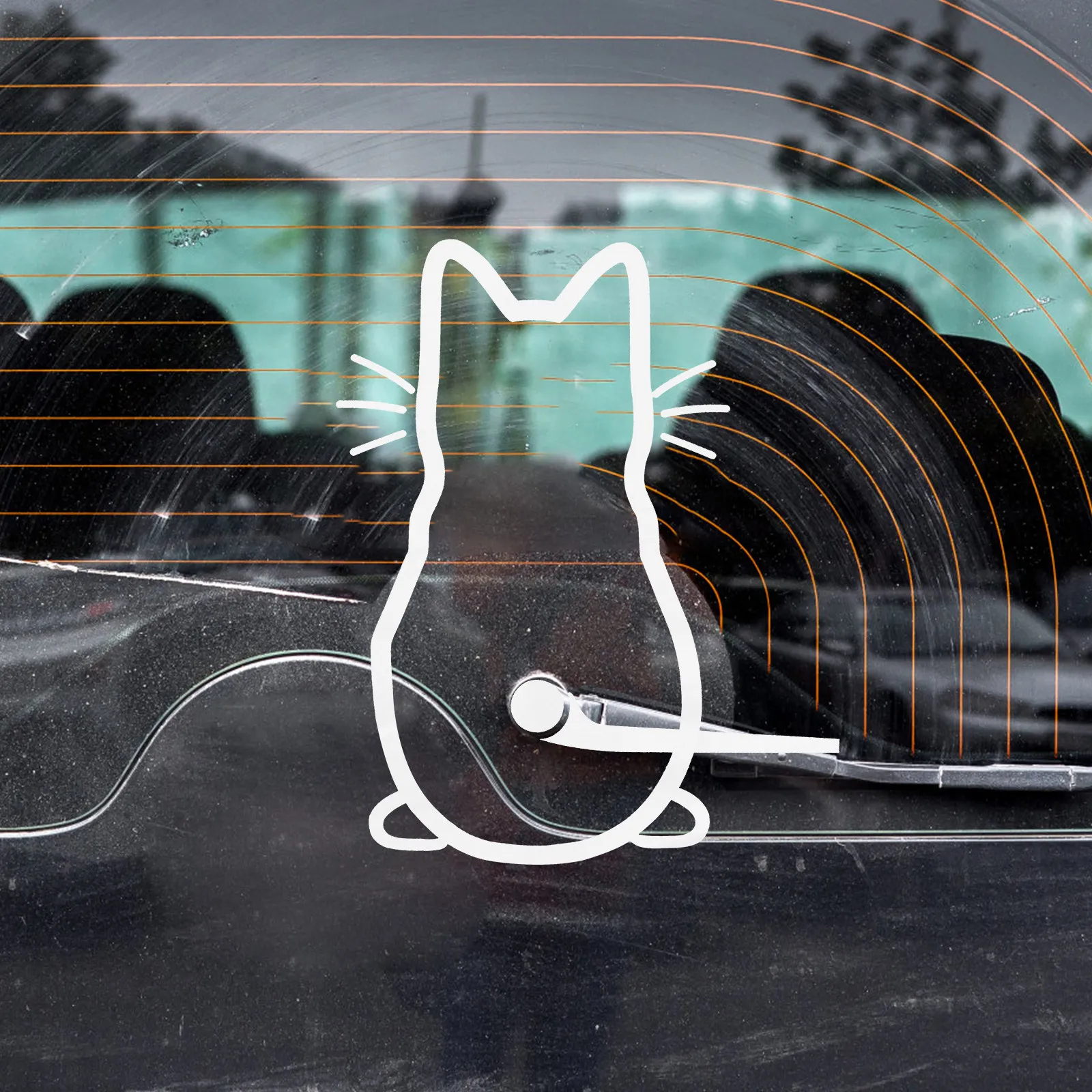 Cat Waving Tail Car Sticker Reliable Car Window Decal Decoration for Vehicle Laptop Water Bottle Luggage Snowboard