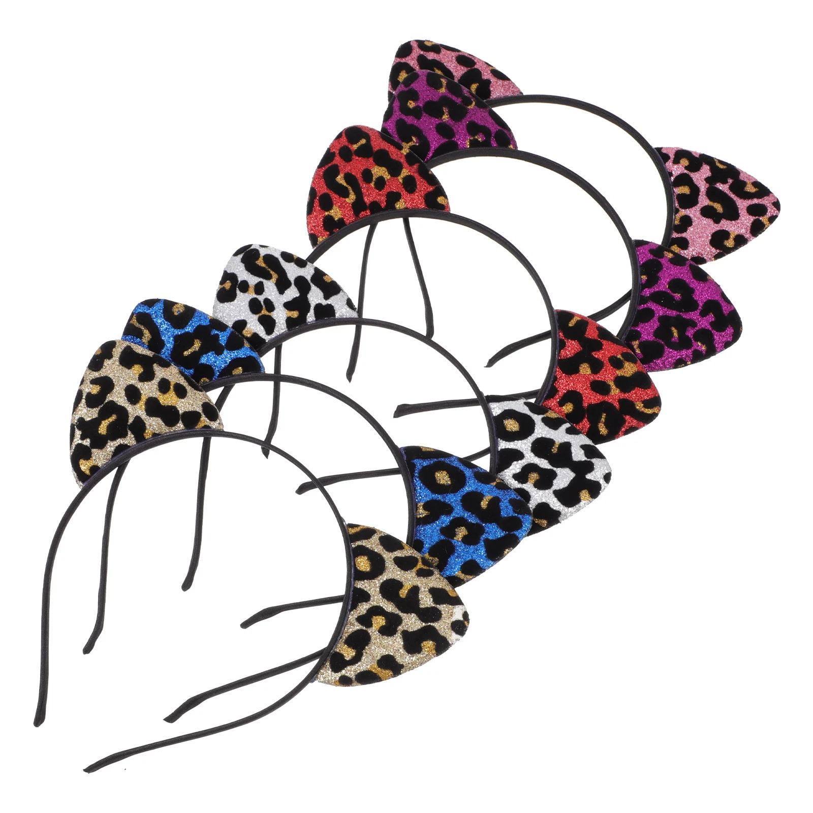 

6 Pcs Cat Ears Headbands Flocking Hair Hoops Leopard Animal Party Headdresses Accessories Child Lightweight Firm Hairstyle