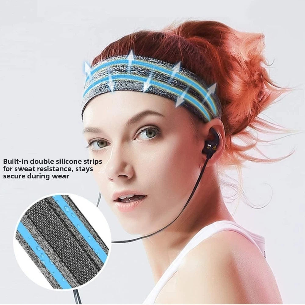 New Elastic Sports Headband Non-Slip Sweat Absorbing Fitness Headband Breathable Multicolors Yoga Headband for Men Women - view 2