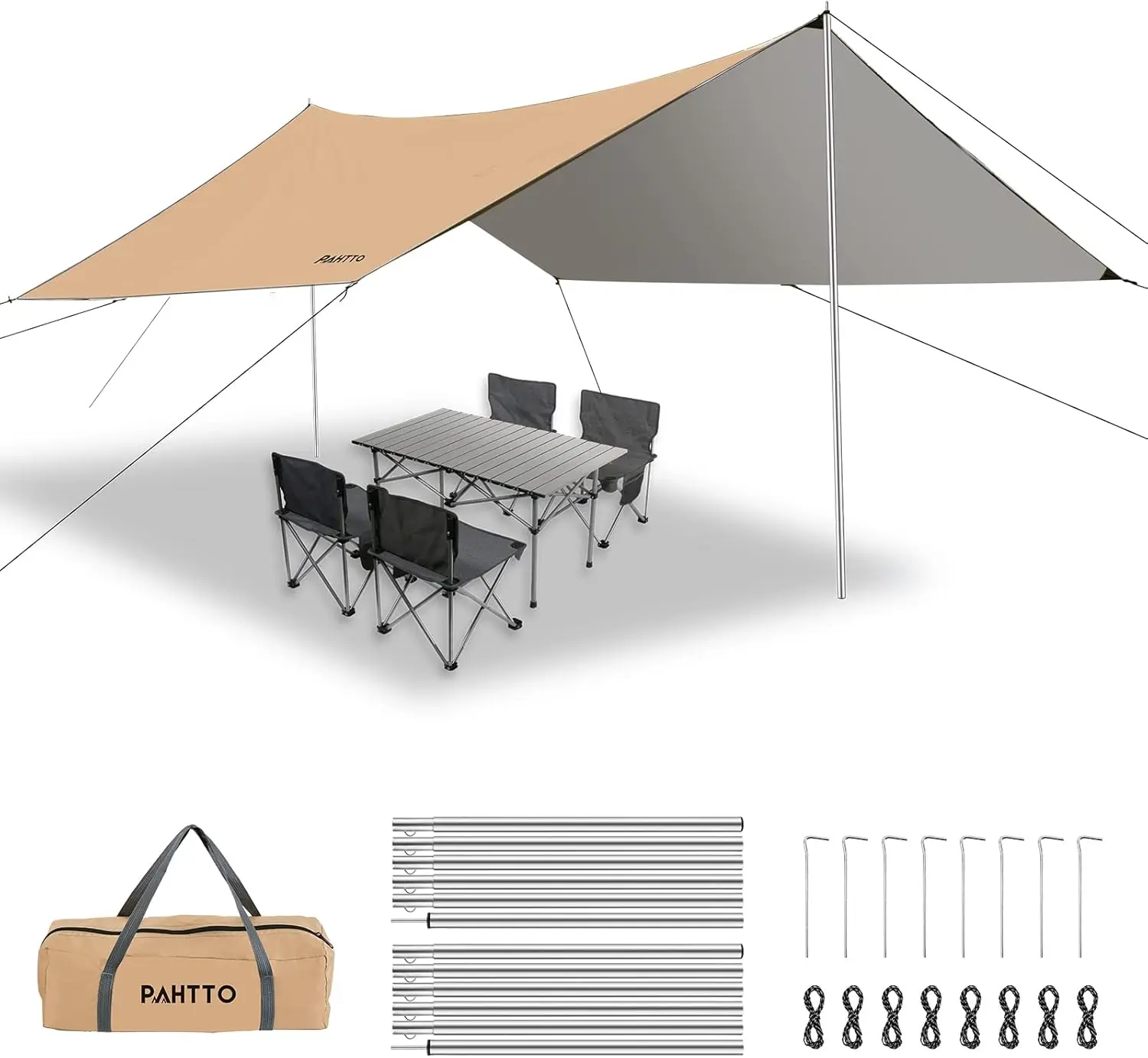 

Hammo Rain Fly, 12X10Ft Camping Tarp With Poles, Waterproof And Ultralight Survival Tent Tarp For Outdoors, Camping, Hiking,