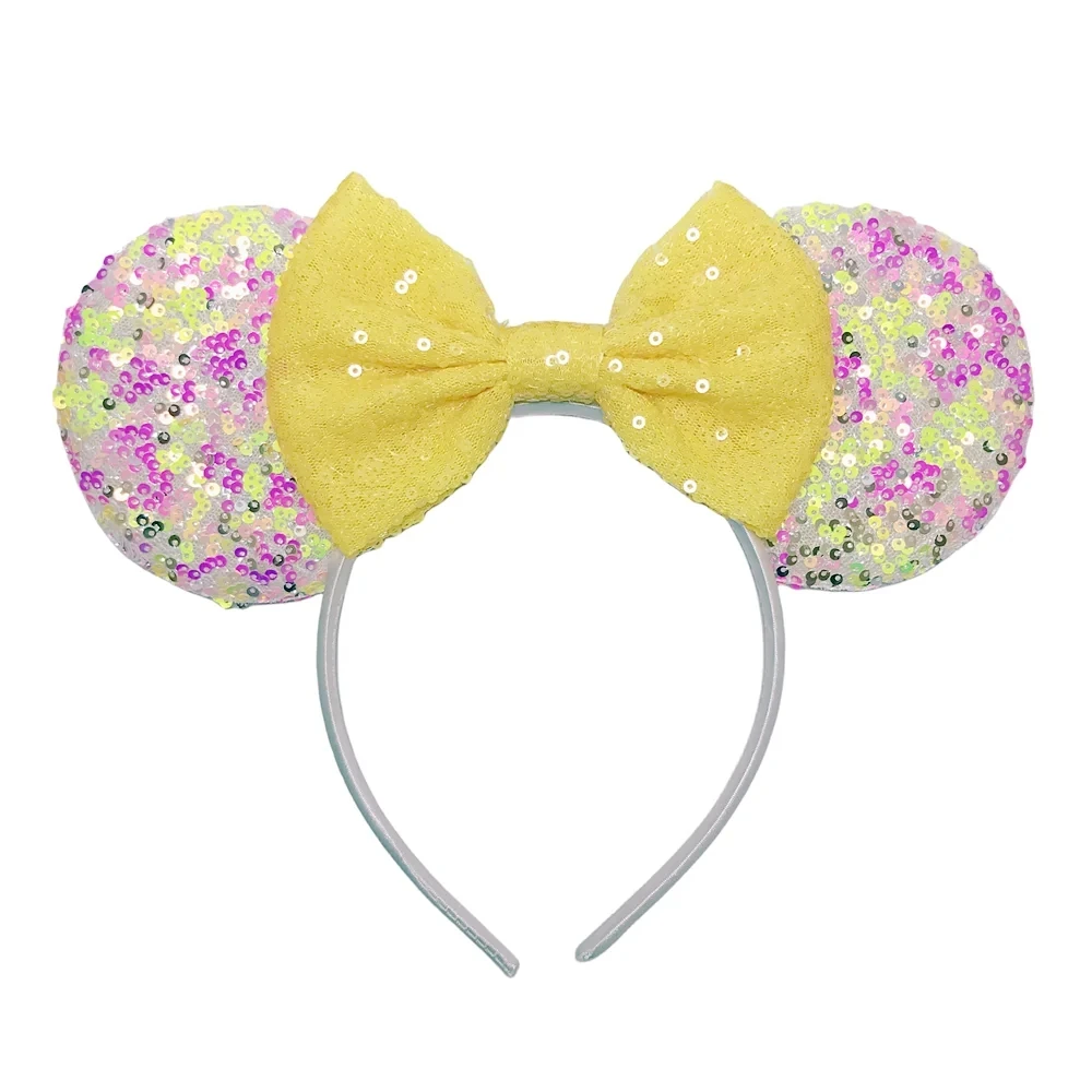 

Ziming New Designed Mouse Ears Headband For Girls Mixed Color Sequin Bow Hairband Festival Party Cosplay DIY Hair Accessories