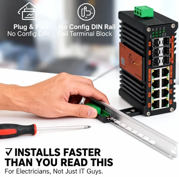 Industrial L2+ Managed PoE Switch 8Port 10G SFP+ 4Port Gigabit SFP 802.3at 240W for IP Camera Network