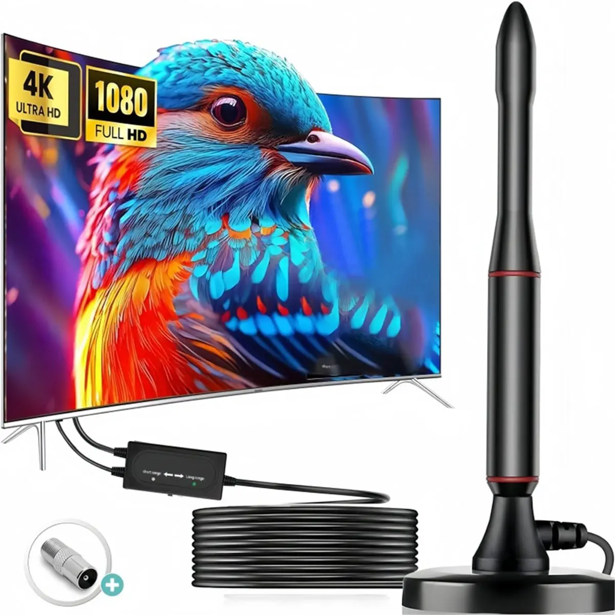 (A99Z] ATSC TV Antenna Indoor,650+ Miles Long Range DVB-T2 Digital Antenna for Smart TV for Local Channels,Supports 4K, 1080p