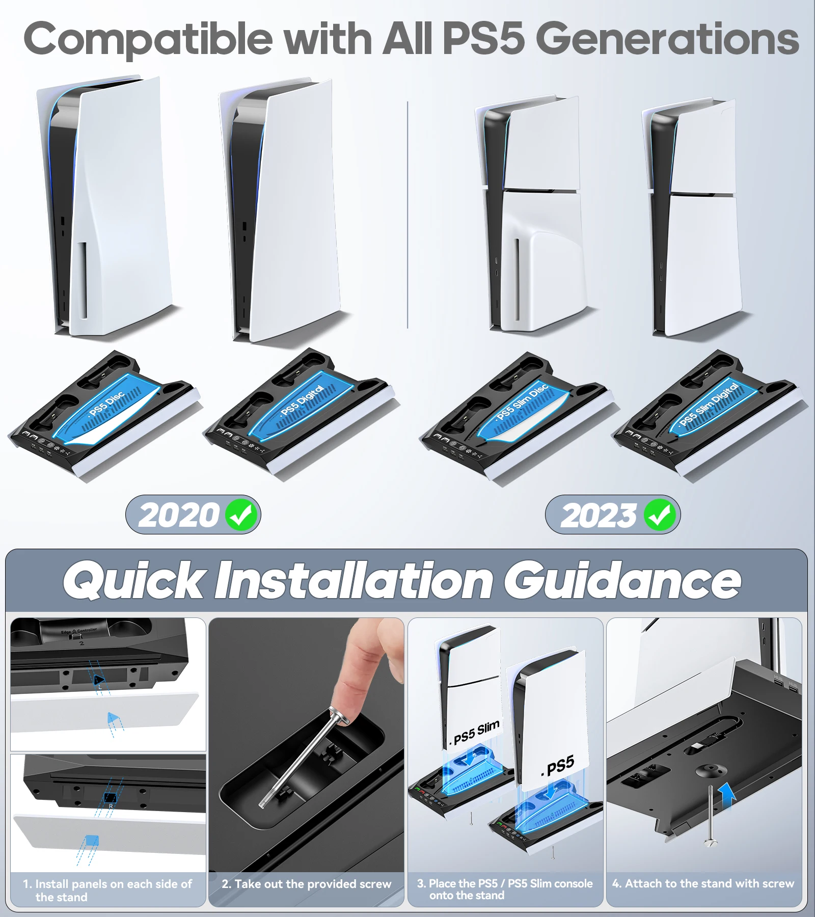 Imagem -03 - Slim Stand para Ps5 Level Cooling Station Rgb Led Controller Charger Playstation Acessórios com Hubs Usb