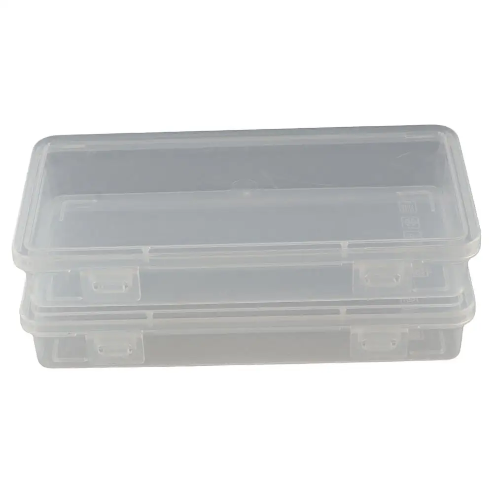 Large Capacity Buckled Pencil Case Plastic Stackable Desktop Storage Box Transparent Simple Stationery Box Pens Brushes