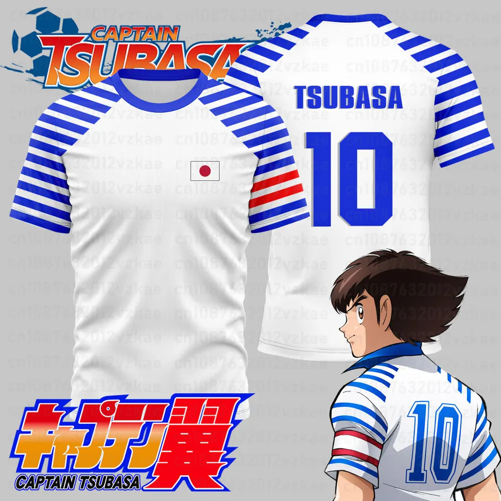 CAPTAIN TUSBASA Japan Anime Harajuku 3D-Druck Sport Schnelltrocknend Atmungsaktiv Herren T-Shirt Fußballtrikot Kurzarm-Kleidung Oberteil