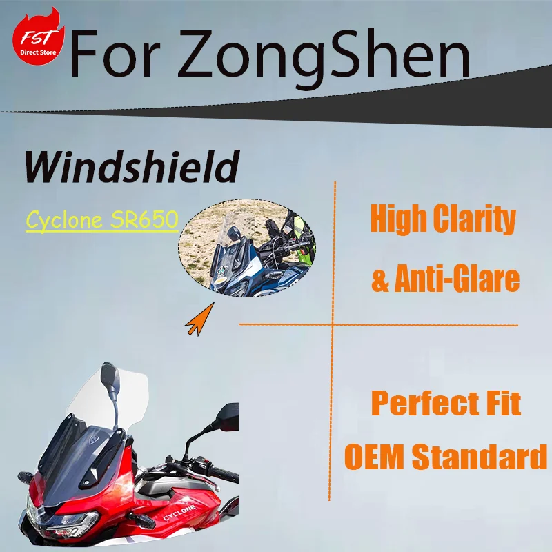 Motorcycle Windshield Rain Guard for Zongshen Cyclone RX6 SR650, Heightened Design, Premium Quality, Perfect Fit