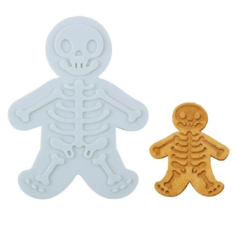 1ฮาโลวีนSkullเครื่องตัดคุกกี้,DIYGingerbread Man Skeletonเครื่องตัดคุกกี้ไอซิ่งคุกกี้ช็อกโกแลตเค้กตกแต่งเบเกอรี่เครื่องมือ