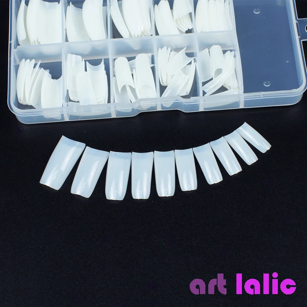 100Pcs Colorful Acrylic False Nails Full Cover French Tips Practice Manicure Kit for Nail Art Salon Tools