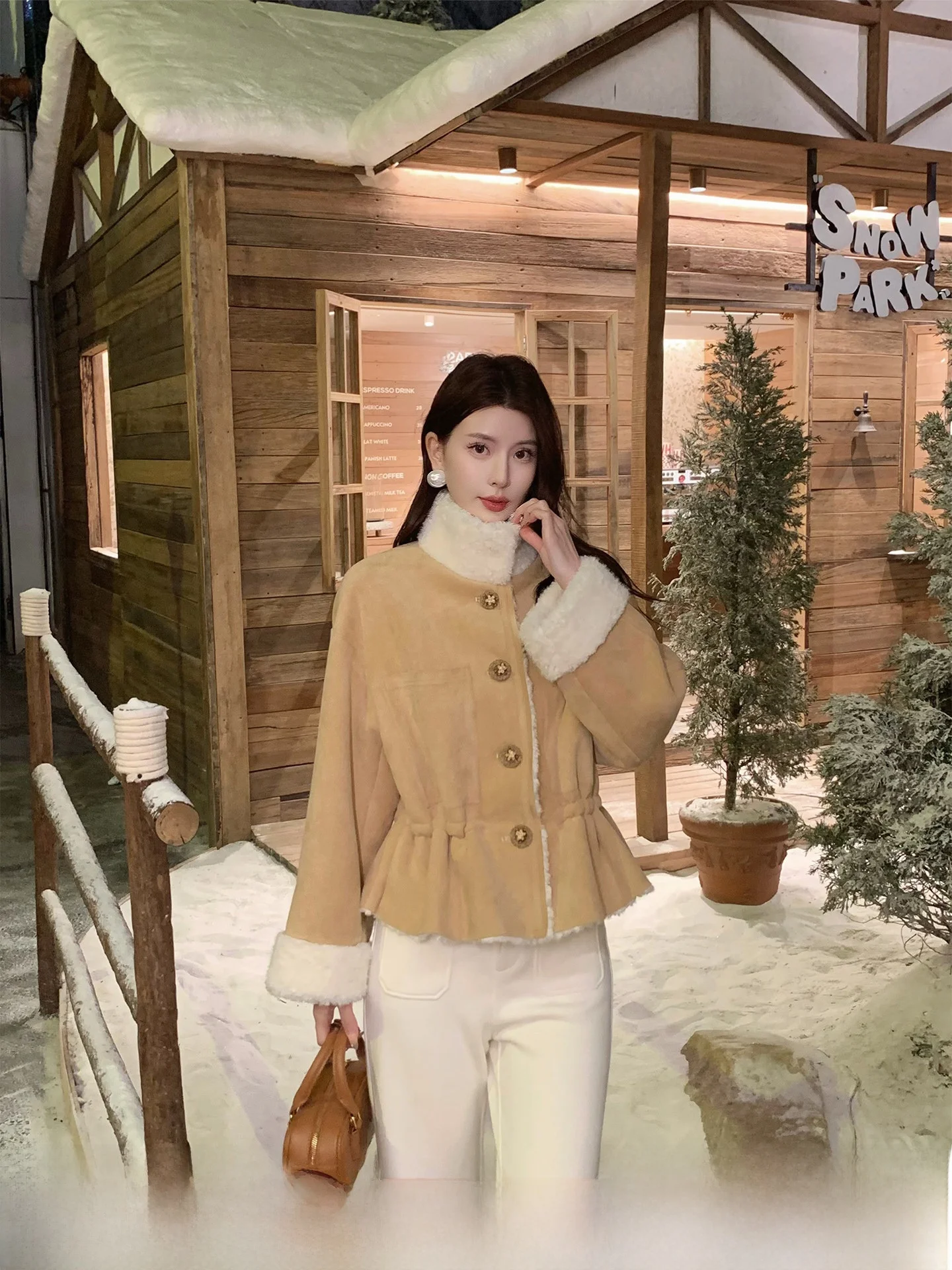 

Зимняя женская верхняя одежда Kun Thiened Fur Jaet с высокой талией, новая повседневная модель свободного кроя из полиэфирного волокна, пальто