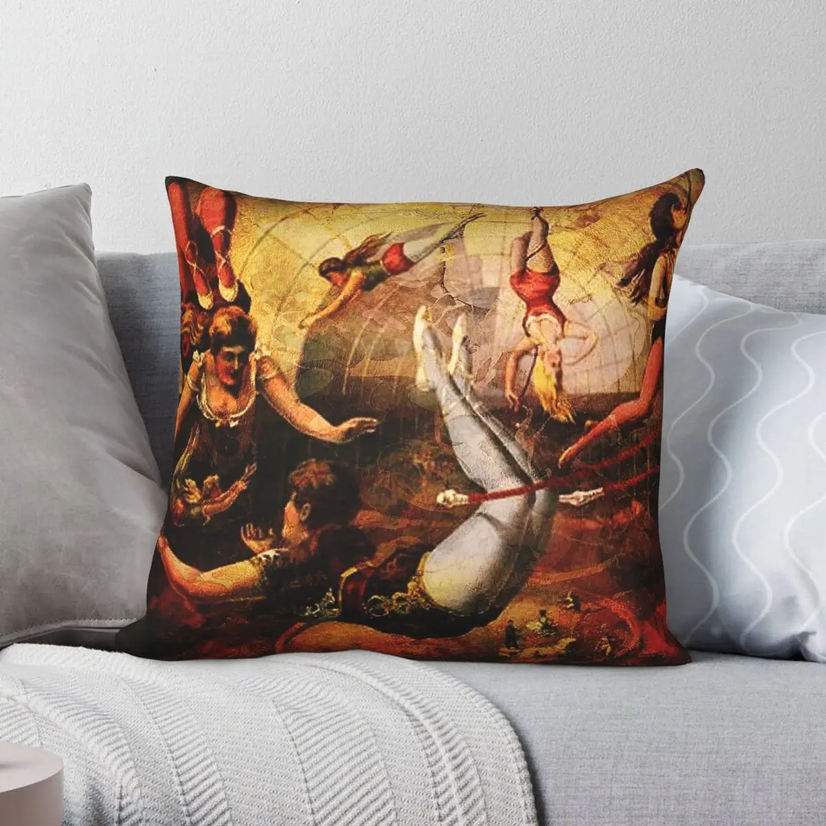 Circus Trapeze Fantasy Surreal Pillowcase Polyester Linen Velvet Pattern Zip Decorative Pillow Case Bed Cushion Cover