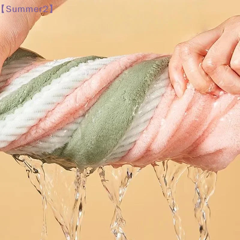 【Xia2】1/3Pcs Double Layer Microfiber Hair Drying Cap Absorbent Hair Turban With Button Quick Drying Towel For Shower Bath Makeup view 6