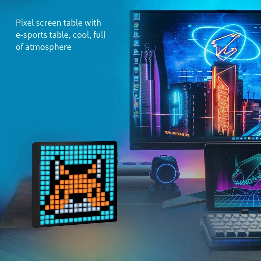Mosaic Bluetooth Pixel Screen DIY Retro LED Creative Picture Frame Animation Pixel Clock Screen LED Pixel Light Room Decor