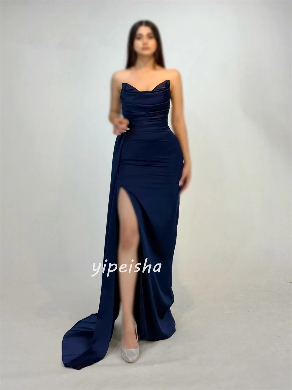 Customized Modern Style Simple Ruched Pleat Mermaid Strapless Long Dresses Bespoke Occasion Dresses Sizes Available High Quality