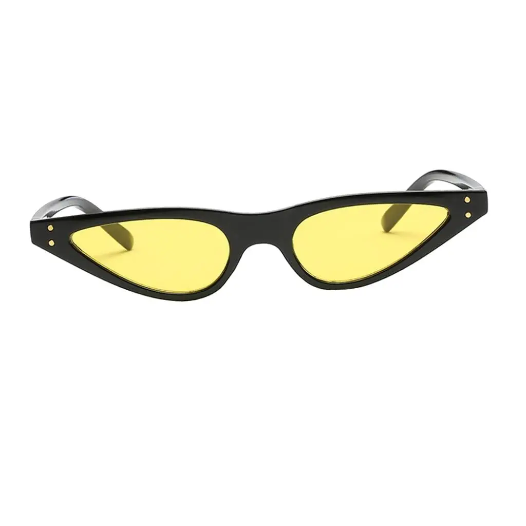 2-6pack Women Retro Triangle Cateye Sunglasses Eyewear Black Frame & yellow lens