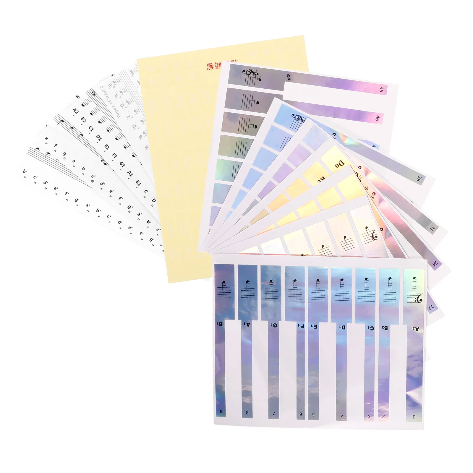 

2 set 2 Sets 61 Key Piano Keyboard Stickers Adhesive Labels For Keys Easy Peel Reusable Learning Aids Piano Beginners Electronic