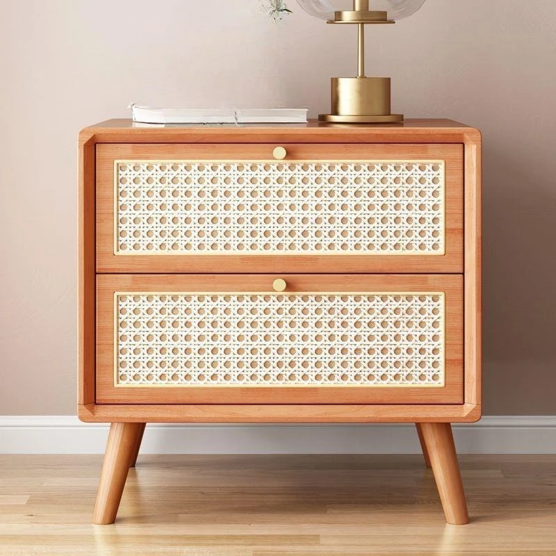 Bedside table Solid wood Cherry wood Walnut storage locker