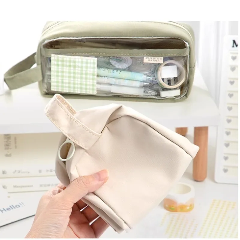 سعة كبيرة شفافة حقيبة أقلام رصاص الحالات المدرسية الجمالية الأطفال القرطاسية حامل حقيبة القلم حالة الطلاب اللوازم المدرسية #5