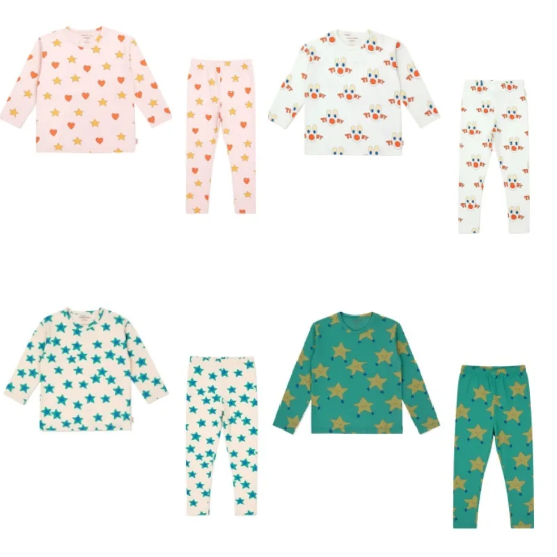 

Children's Long-Sleeve T-Shirt Set for Fall 2025 Cartoon-Print Fashion for Boys & Girls 100% Cotton High-Quality Baby Loungewear