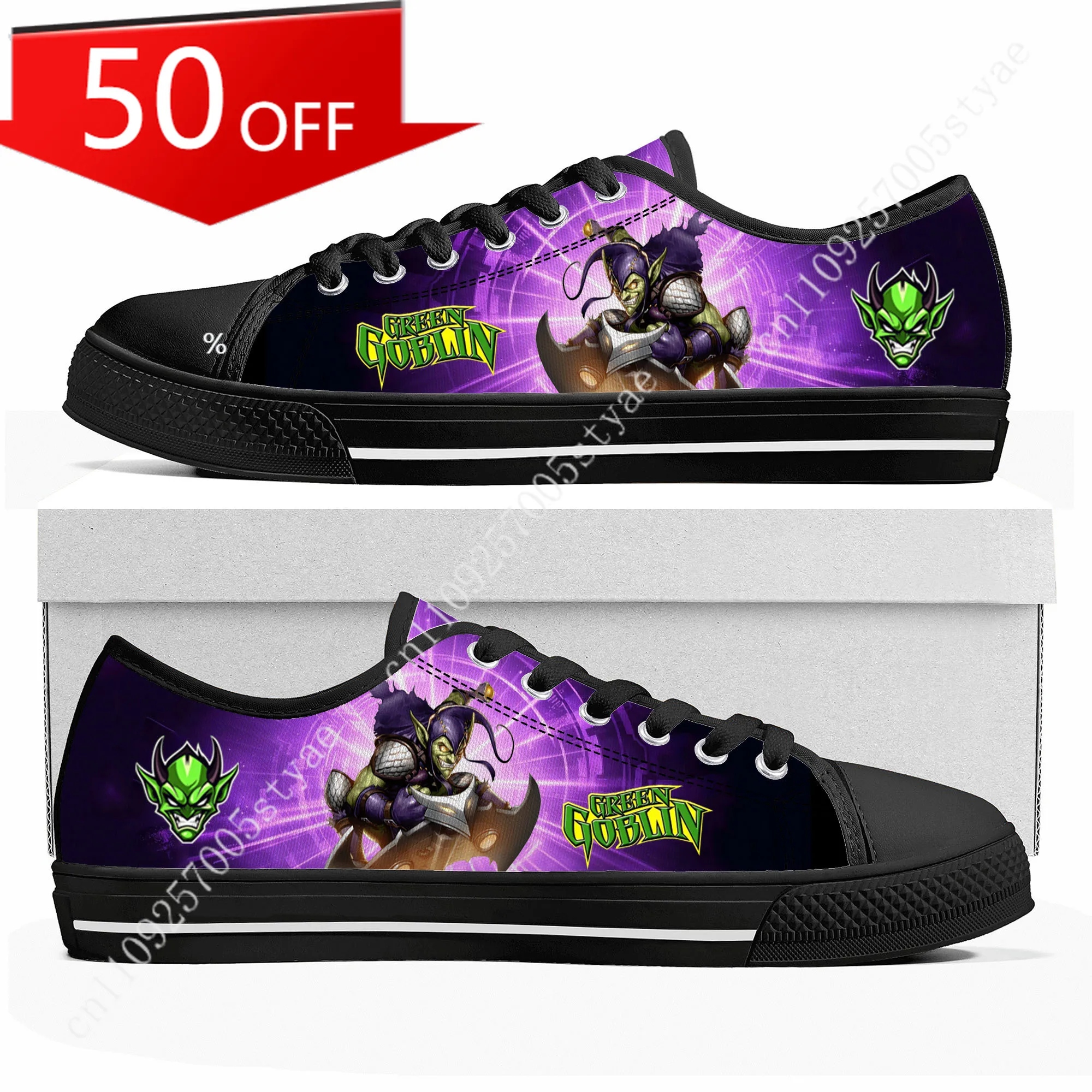 Zapatillas Marvel Green Goblin de alta calidad para hombre y mujer, zapatillas de lona informales, zapatos personalizados