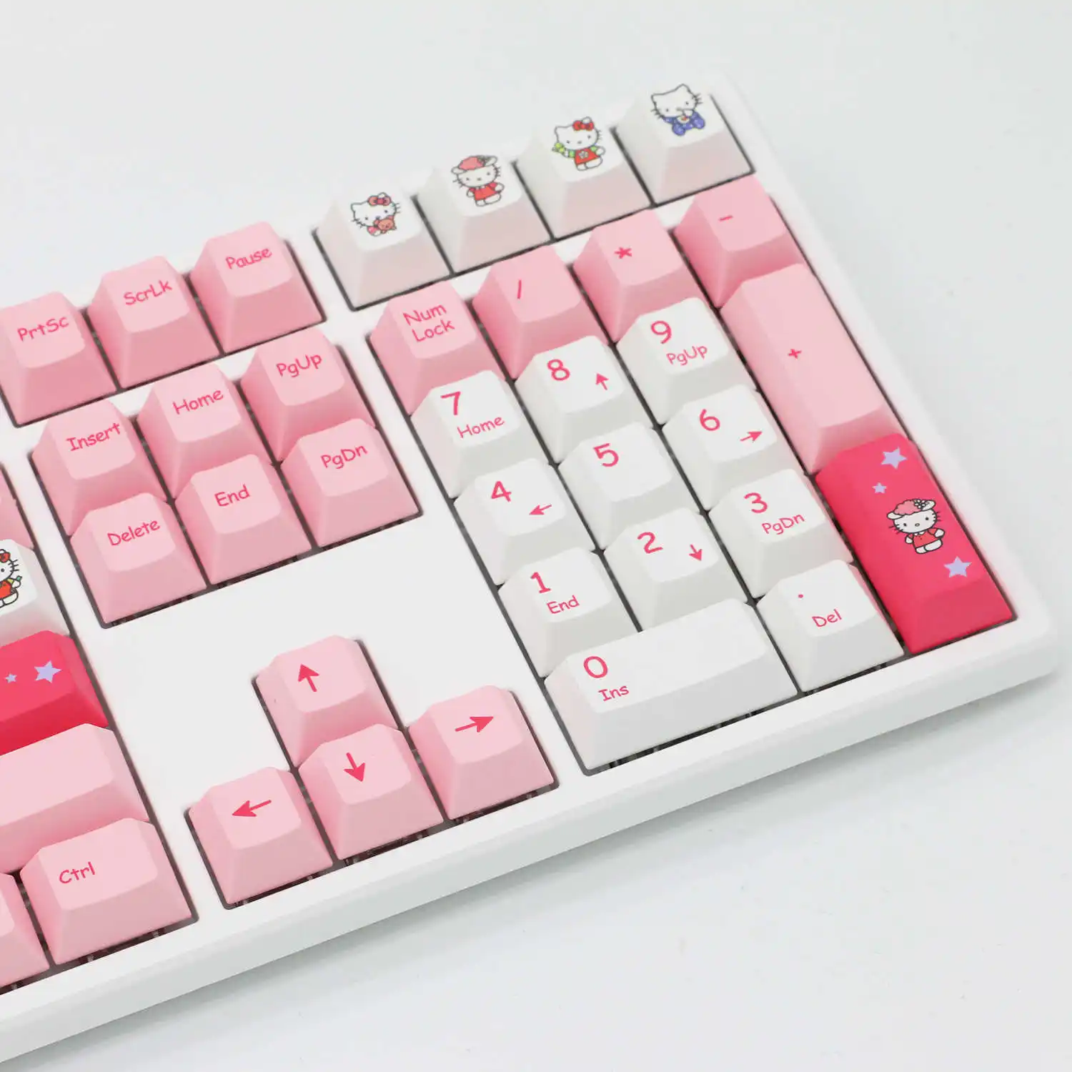 Kawaii Sanrio Hello Kitty Pink Keycaps PBT Thermosublimation Cherry Profile Cartoon Keycaps for MX Switch Mechanical Keyboard