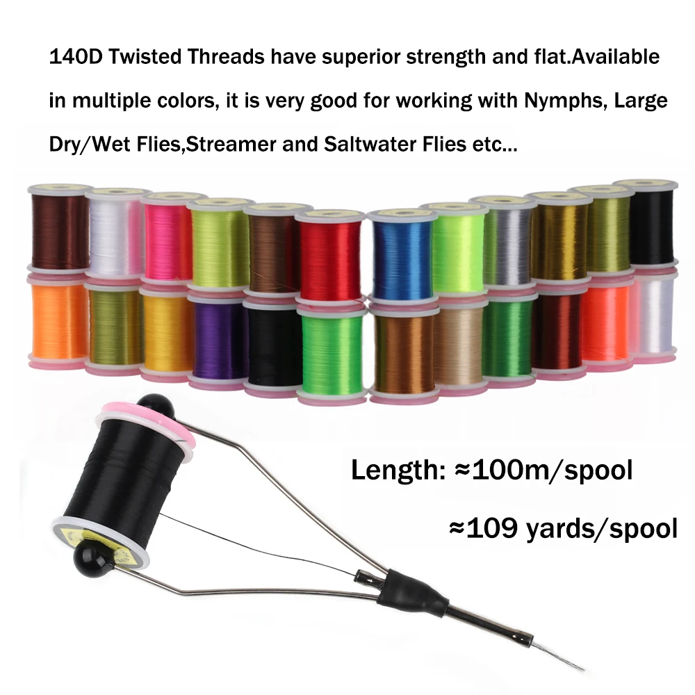 Wifreo 12 Colors/Set 140D Twisted Fly Tying Threads Strong Binding Line for Dry Wet Flies Nymphs Streamers Fly Tying Material