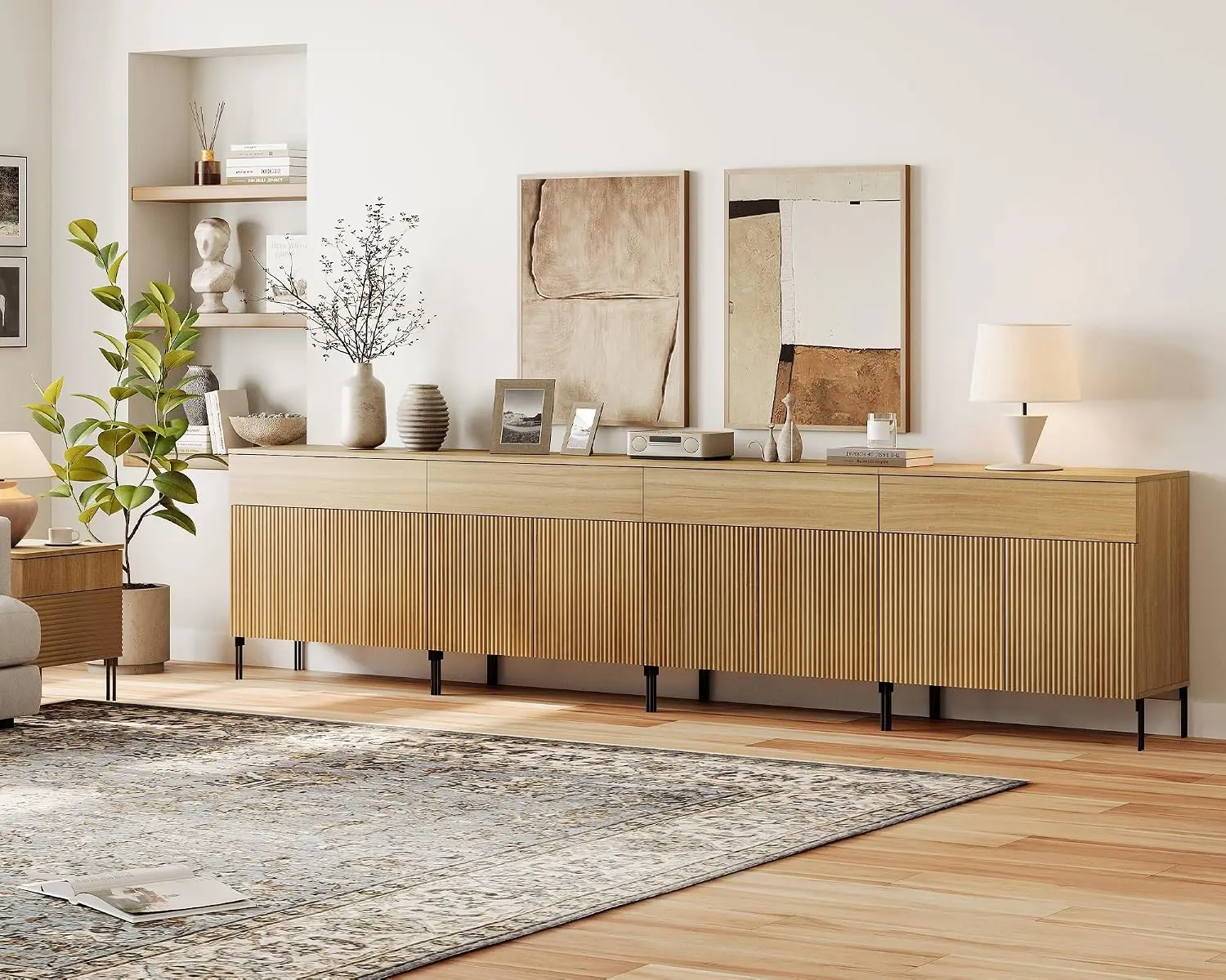Large Fluted TV Stand for TVs up to 120 Inch, 126