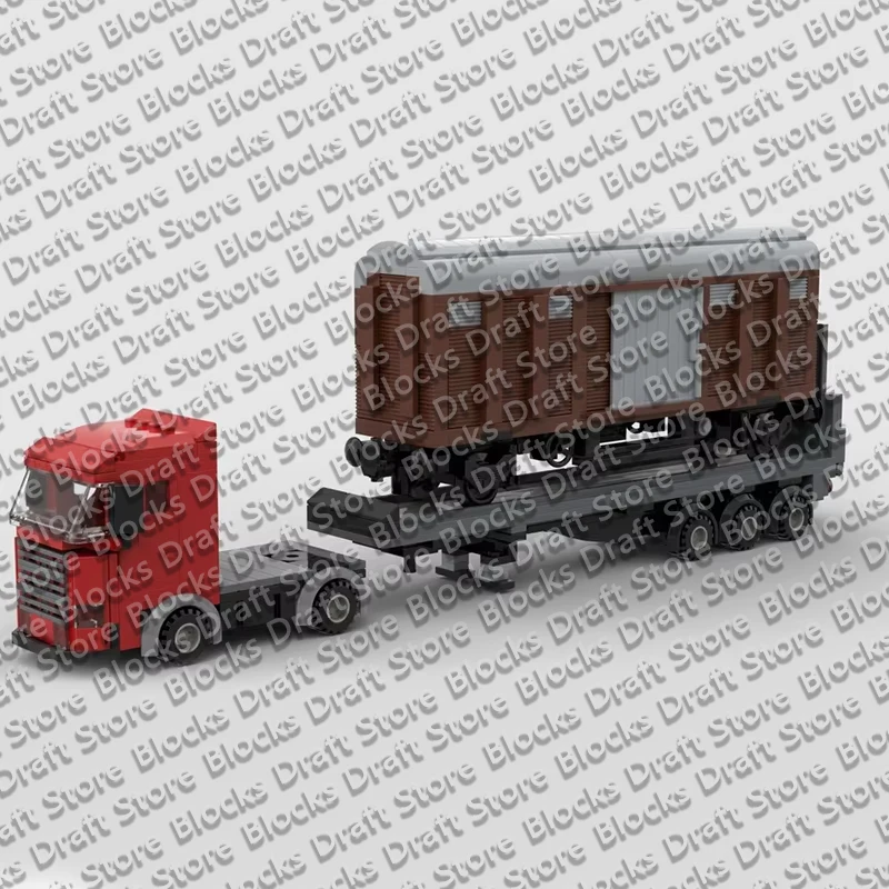 City Car Model MOC Building Bricks Freight Carriage Transport Vehicle Modular Technology Assemble Toy Suit Gift Holiday QWERT