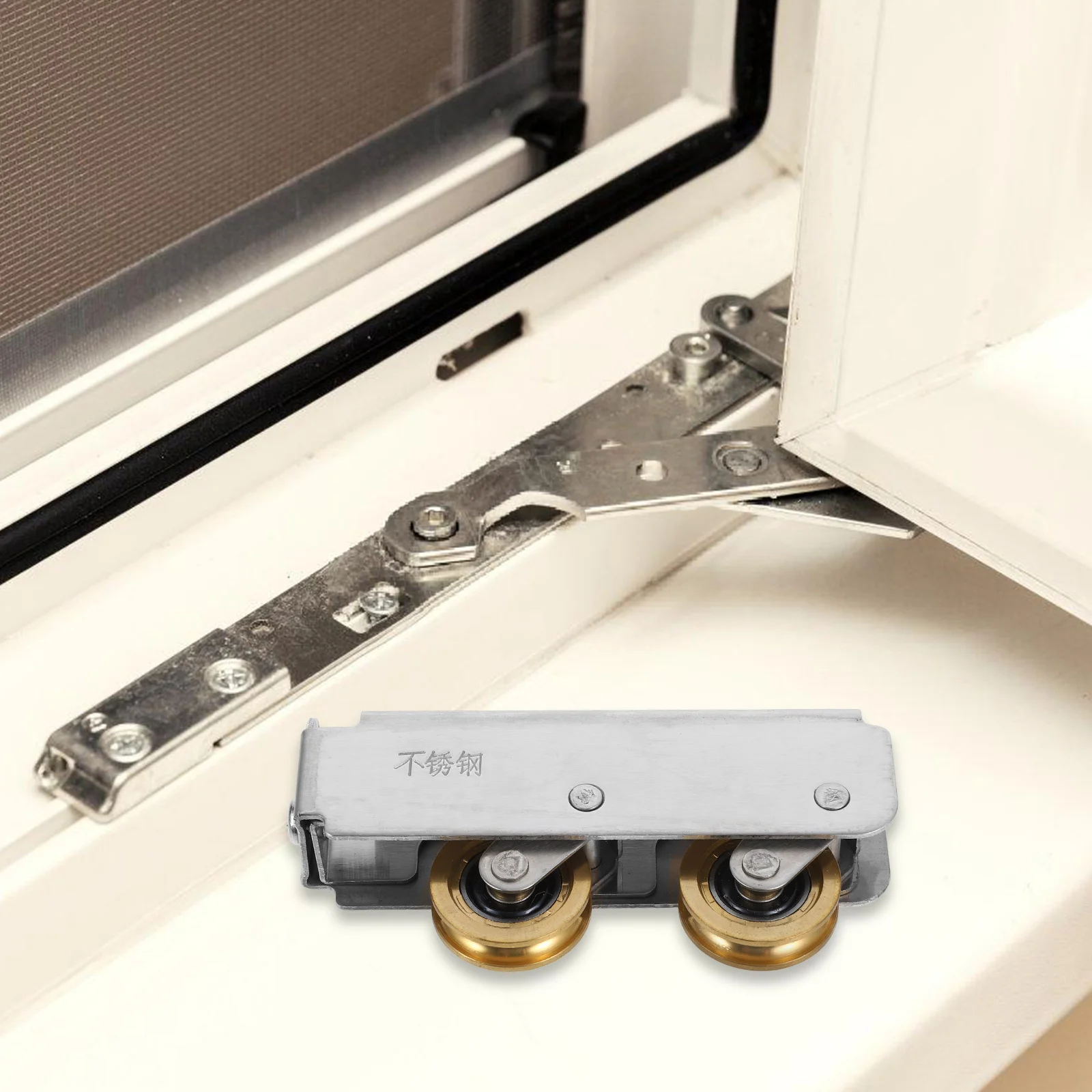 

Stainless Steel Door Pulley Roller Smooth Edges Durable Sliding Cabinet Barn Kitchen Bathroom Door Replacement Wheel Guide Track