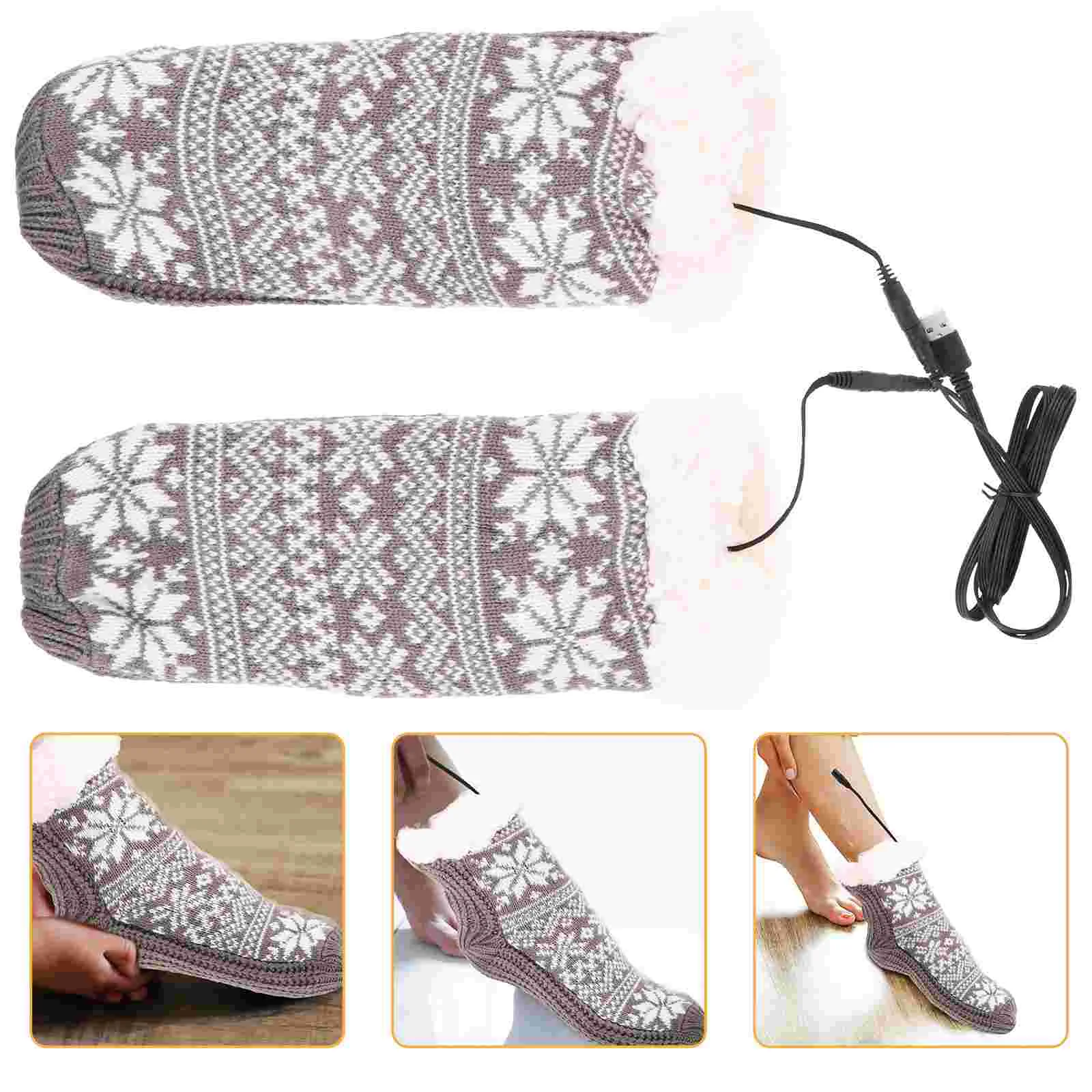 Sock Slippers/house Shoes USB Electric Heating Socks Miss Man for Men Thermal Fabric Heated