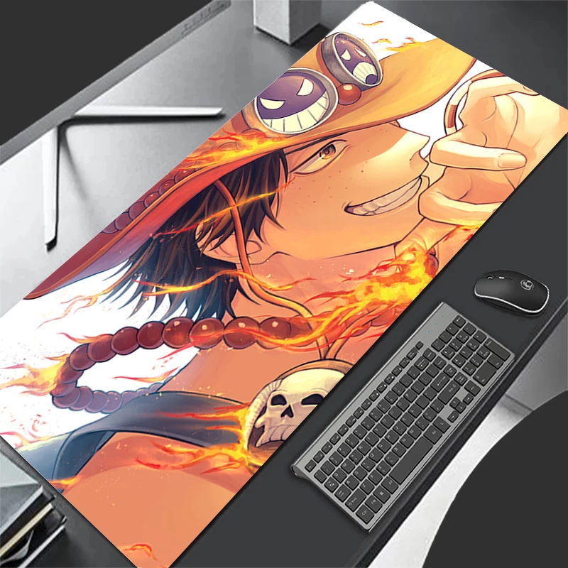 Large E-sports Mouse Pad one Piece Portgas·D· Ace Smooth Flexible Rubber Gamer PC Computer Keyboard For LOL Kawaii XXL Mosuepad