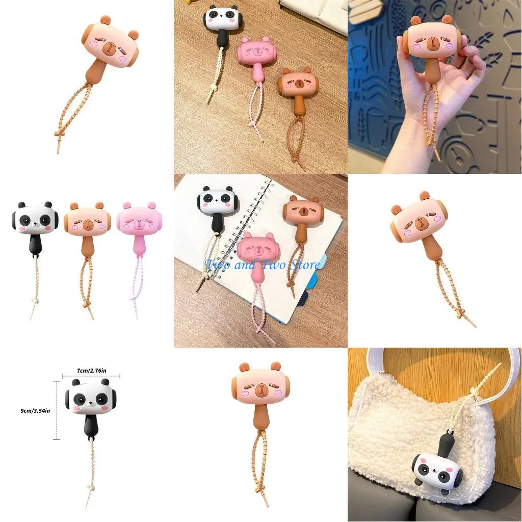 HX6F Capybaras Keychain Shake To Sound Fun Novelty Silicone Toy Gift For Kids