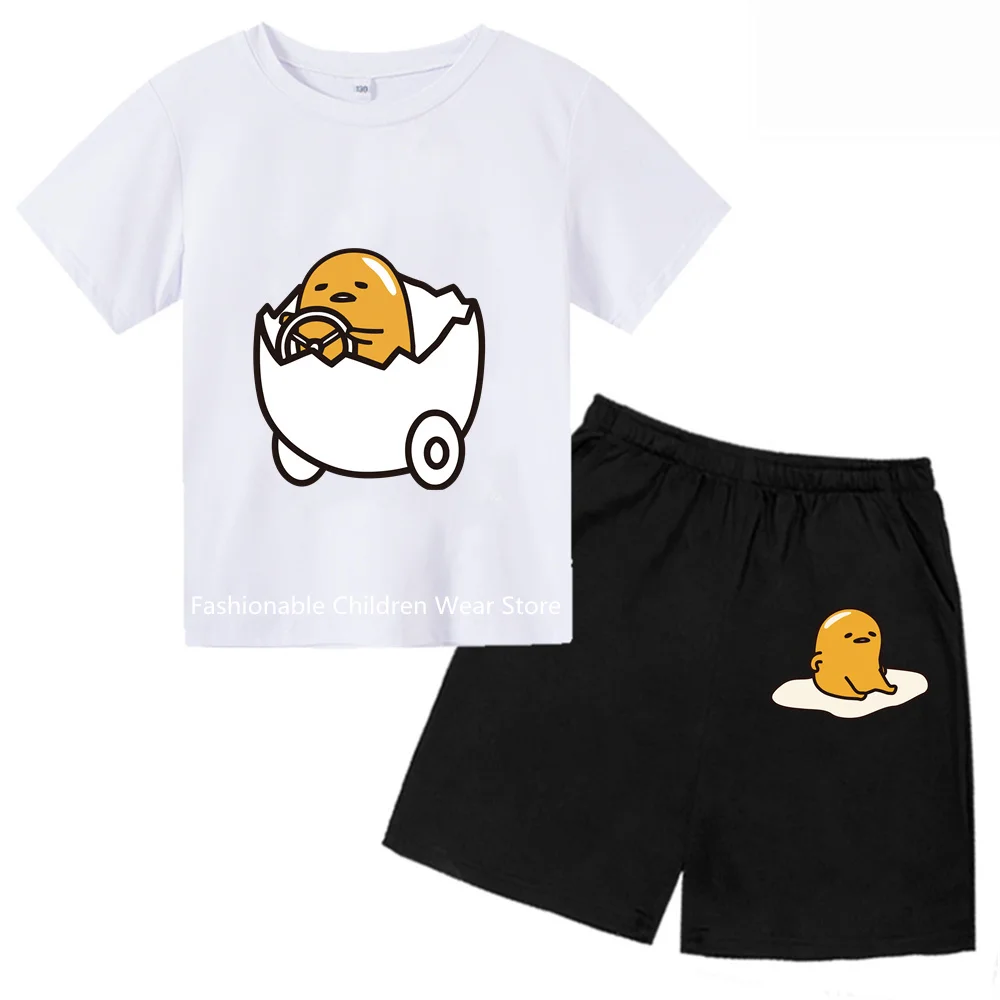 Gudetama 2024 Relaxed Fit Shortsleeve Collection - Boys Girls T-Shirt Sets - Age 3-14 - Super Comfortable Summer Outfits