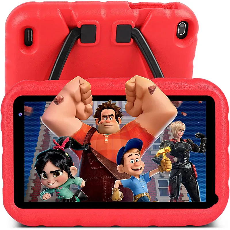 

Kids Tablet 7" Android 11 FHD Kids Tablet 2GB RAM 32GB (Up To 128GB) Shockproof Case Flip Stand Dual Camera Red Tablets Sleeve