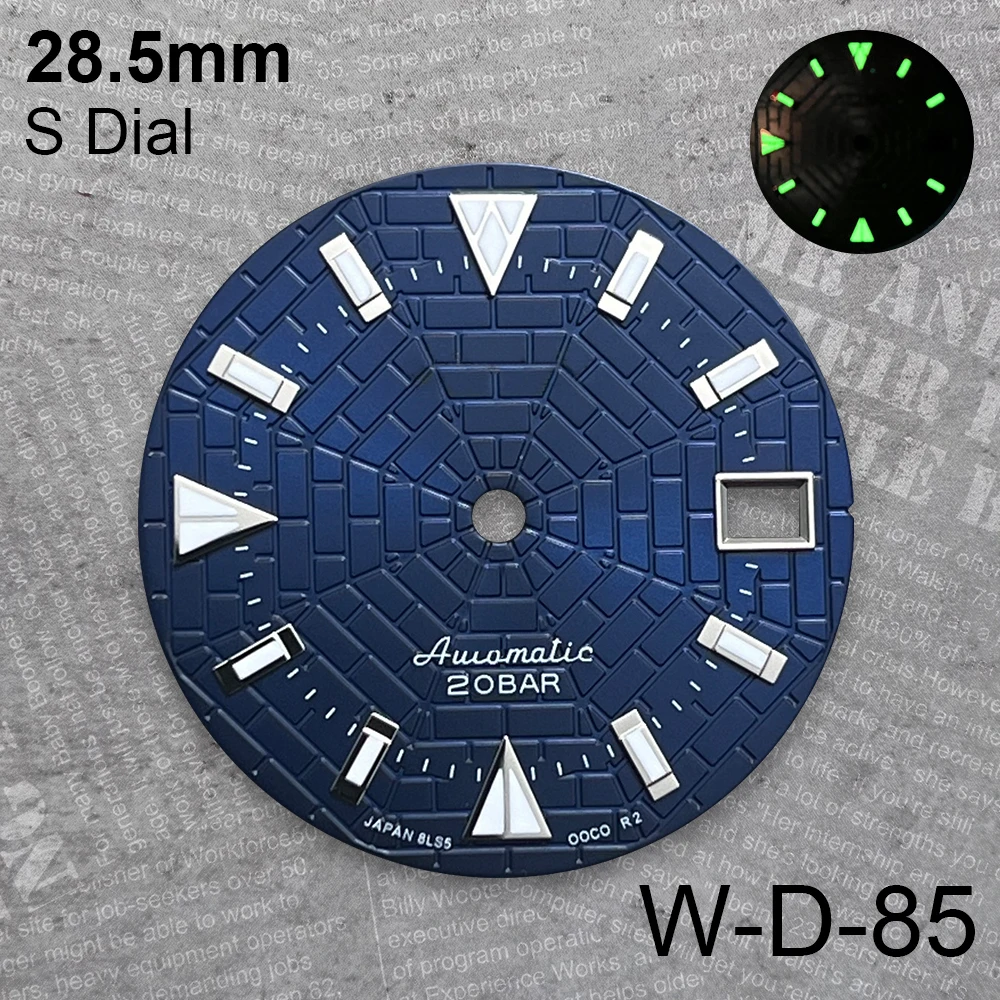 28.5 mm Cobweb S Logo Dial Suitable For NH35/NH36/4R/7S Japan Automatic Movement Green Luminous Watch Modification Accessories