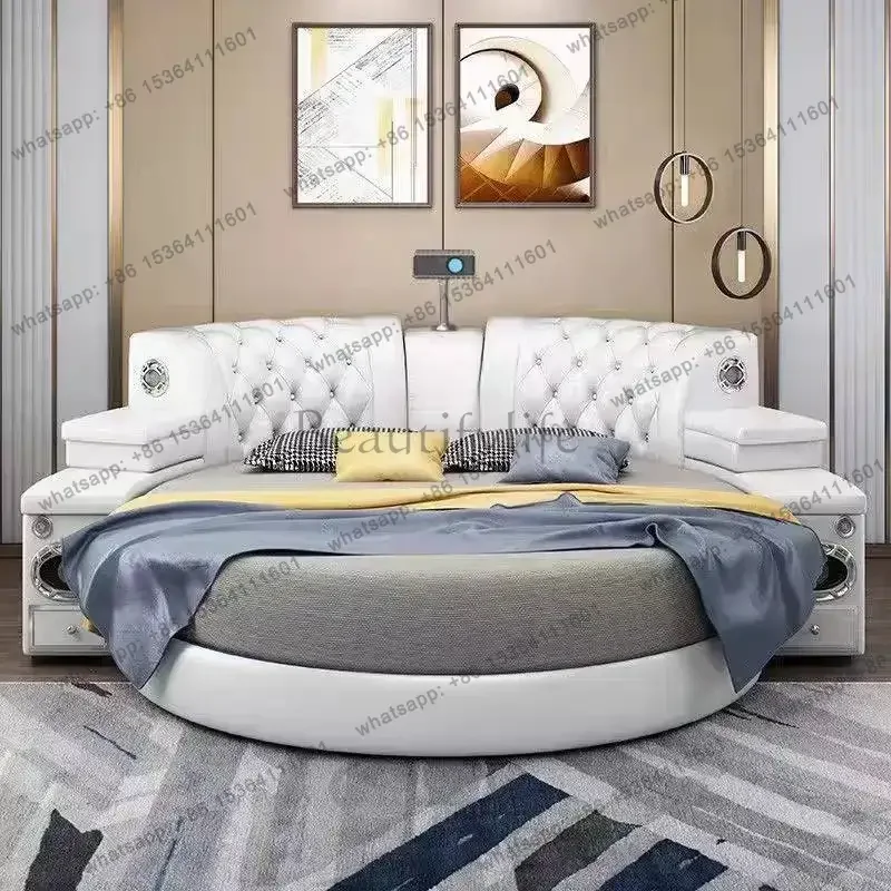 LSDesigns  Double Bed Queen Normal European King Size Lit Luxe Double Bed Japanese Circle Camas De Dormitorio Furniture Home