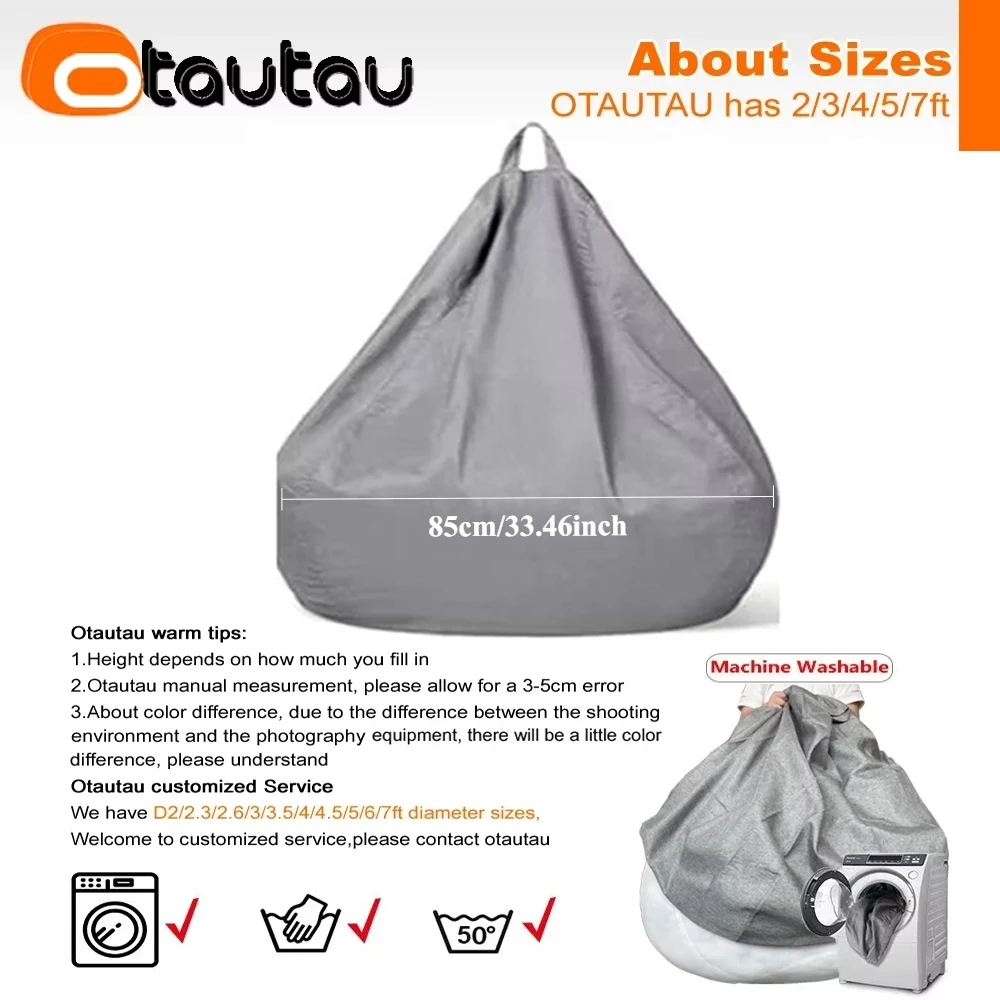 OTAUTAU الكبار D85cm أريكة بين باج مع حشو كبير القطن الكتان كسول كيس القماش غرفة نوم كرسي نفخة الاسترخاء صالة الأريكة DD002 #2