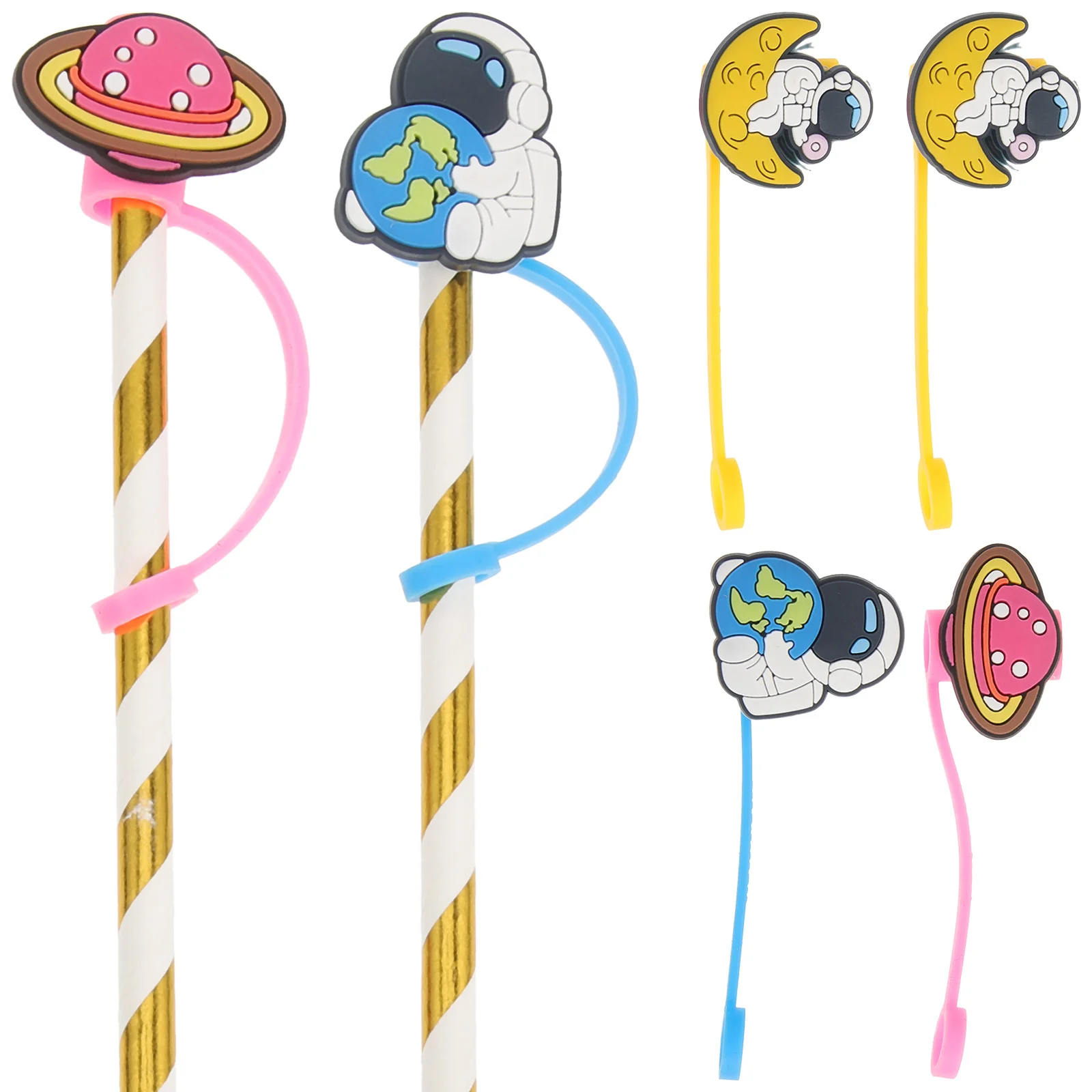 

6Pcs Silicone Straw Dust Caps Protector Lightweight Portable Airtight Seal Splash-Proof Covers for Party Baby Shower Graduation