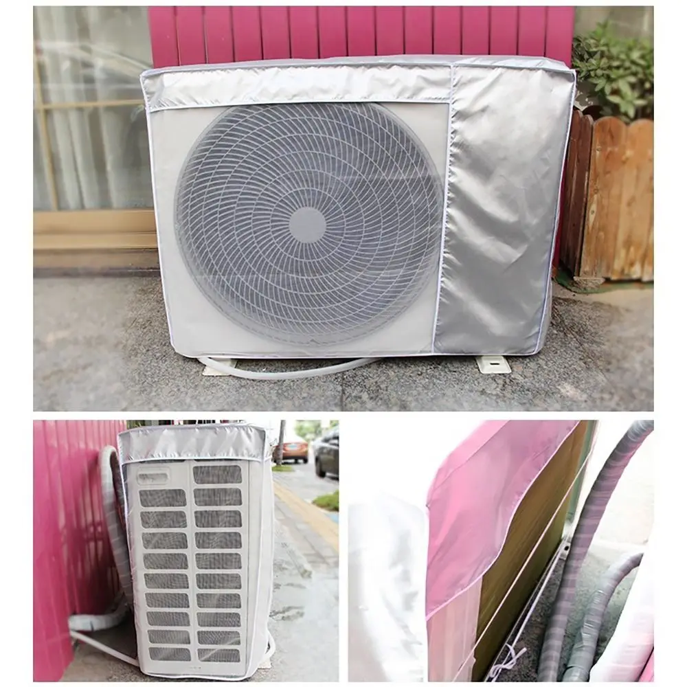 Nouvelle housse de climatiseur argentée multi-tailles, anti-poussière, imperméable, protection extérieure pour climatiseur