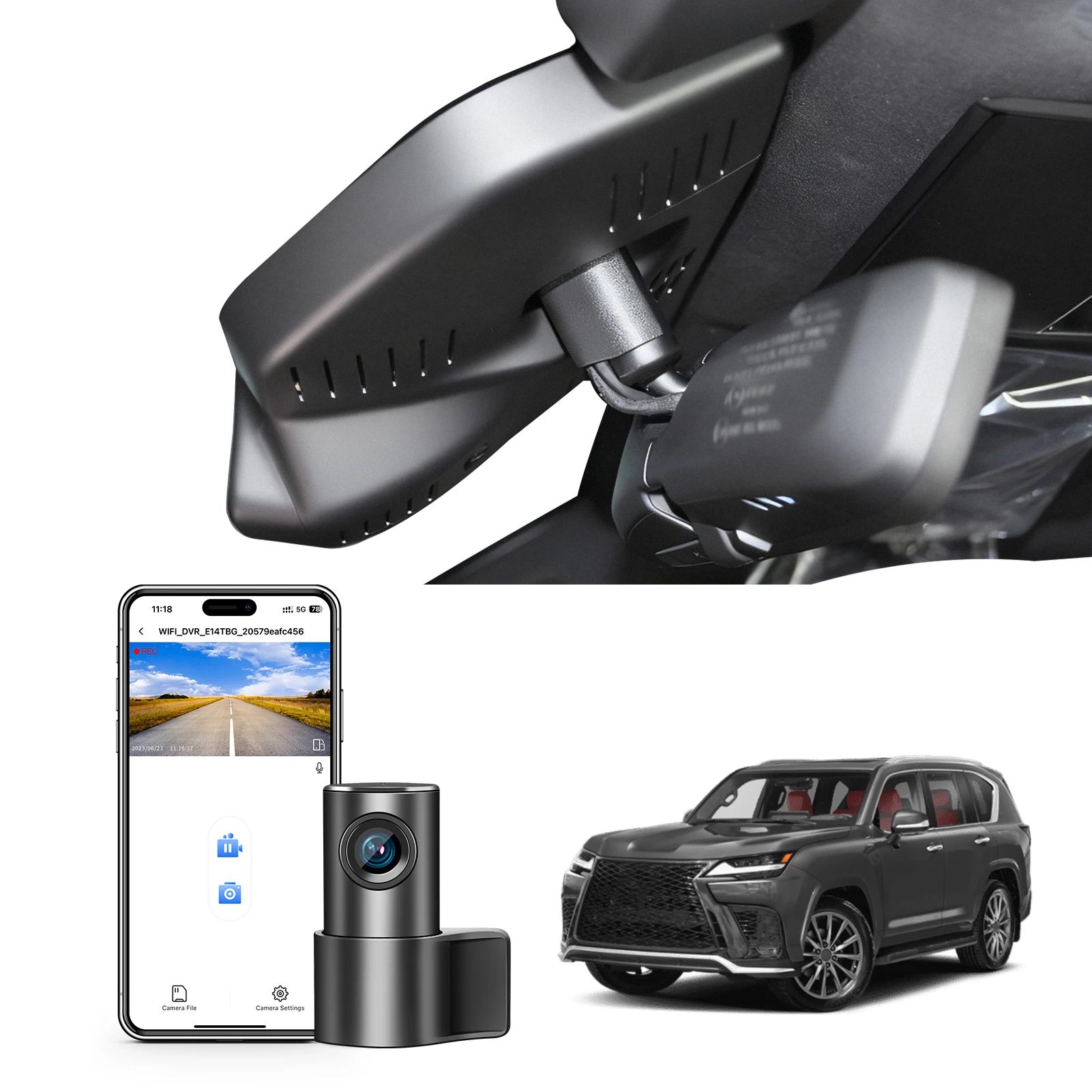 

Передняя передняя 4K и задняя видеорегистратор 1080p подходит для Lexus LX600 LX 700h 2025 Встроенный OEM-датчик Монитор парковки Приложение WiFi