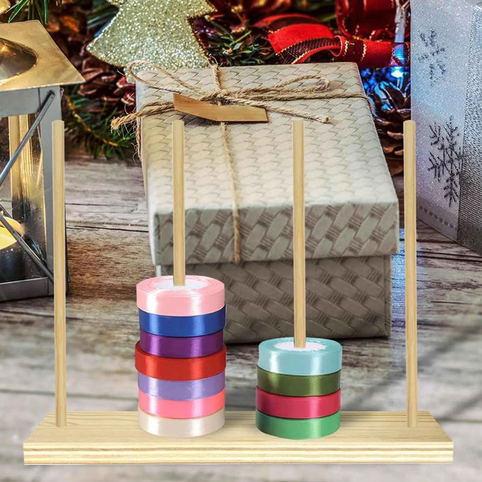 Ribbon Organizer Wooden Storage Organizer Stand Ribbon Storage For Home Room Thread Tape Wreath Crochet Roll