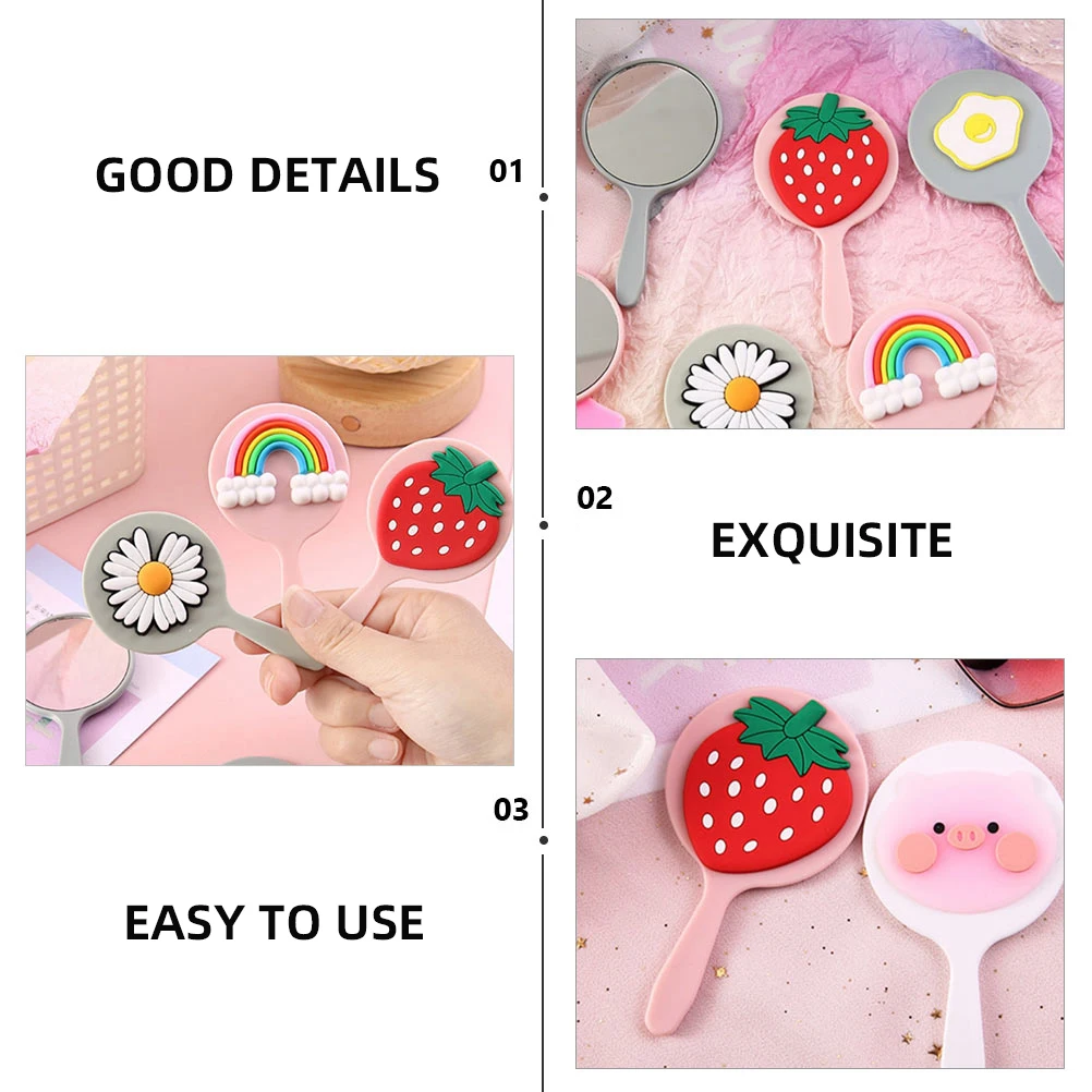 

Vanity Mirror Small Hand with Handle for Mirrors Held Cute Portable Makeup Pink Travel