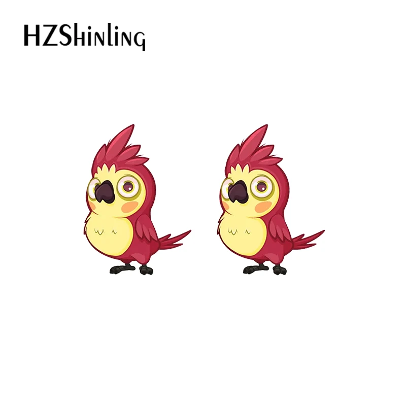 Cartoon Red Parrot Animal Pattern fashion earrings Acrylic Stud Earrings Resin Epoxy Jewelry Earrings for Women