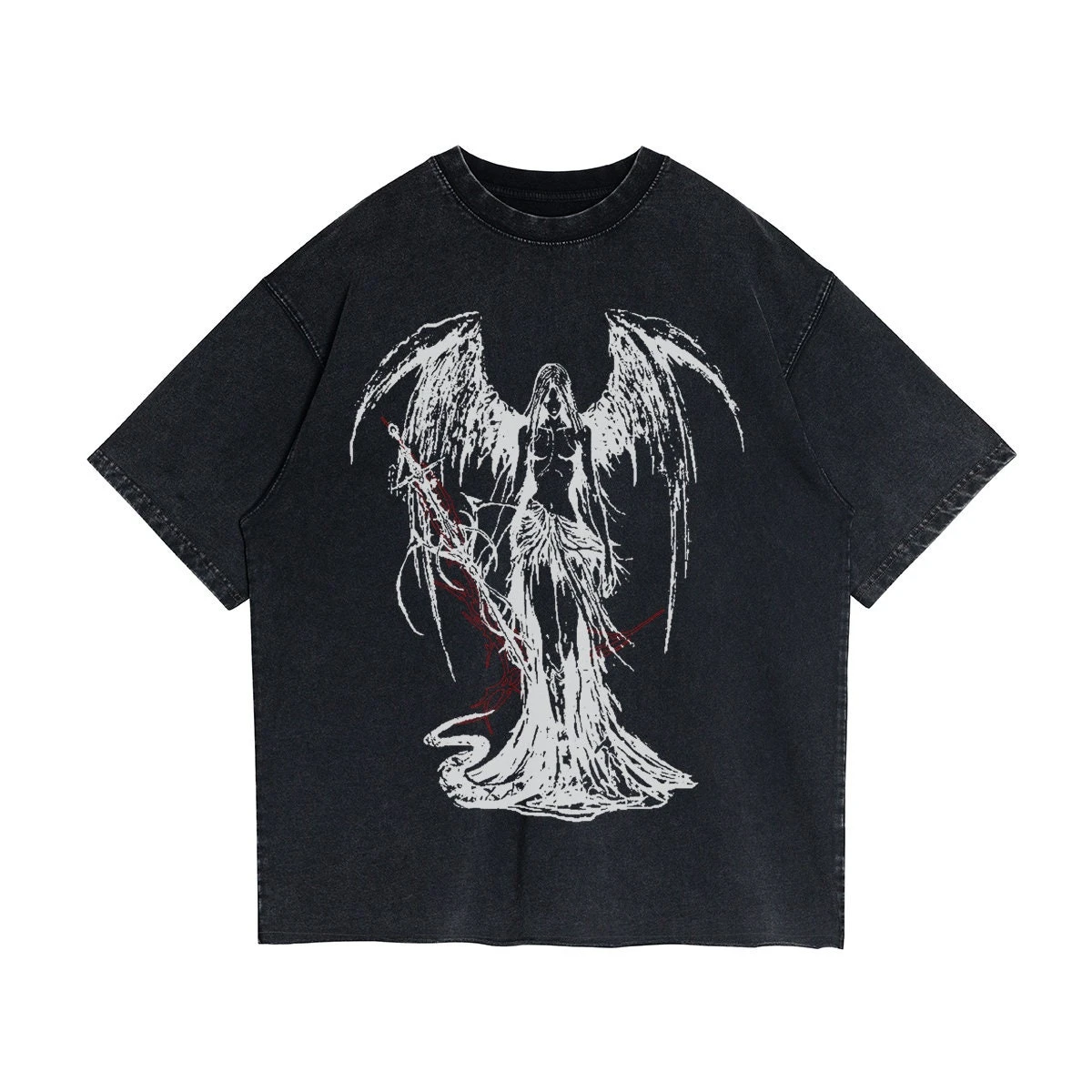 Fallen Angel Snake Sword Gothic Metal Graphic Tee Cotton Mens Womens T-Shirt Summer Streetwear