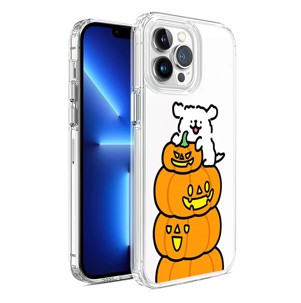 Halloween Maltese Line Dog Cartoon Cute Phone Case For iPhone 11 13 16 15 14 12 Pro Max Plus Clear Transparent Soft Shell image 6