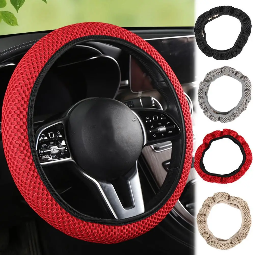 

Car Steering Wheel Cover Universal 3D Massage Net Anti Slip No Inner Elastic Handle Cover Breathable Summer Car Supplies